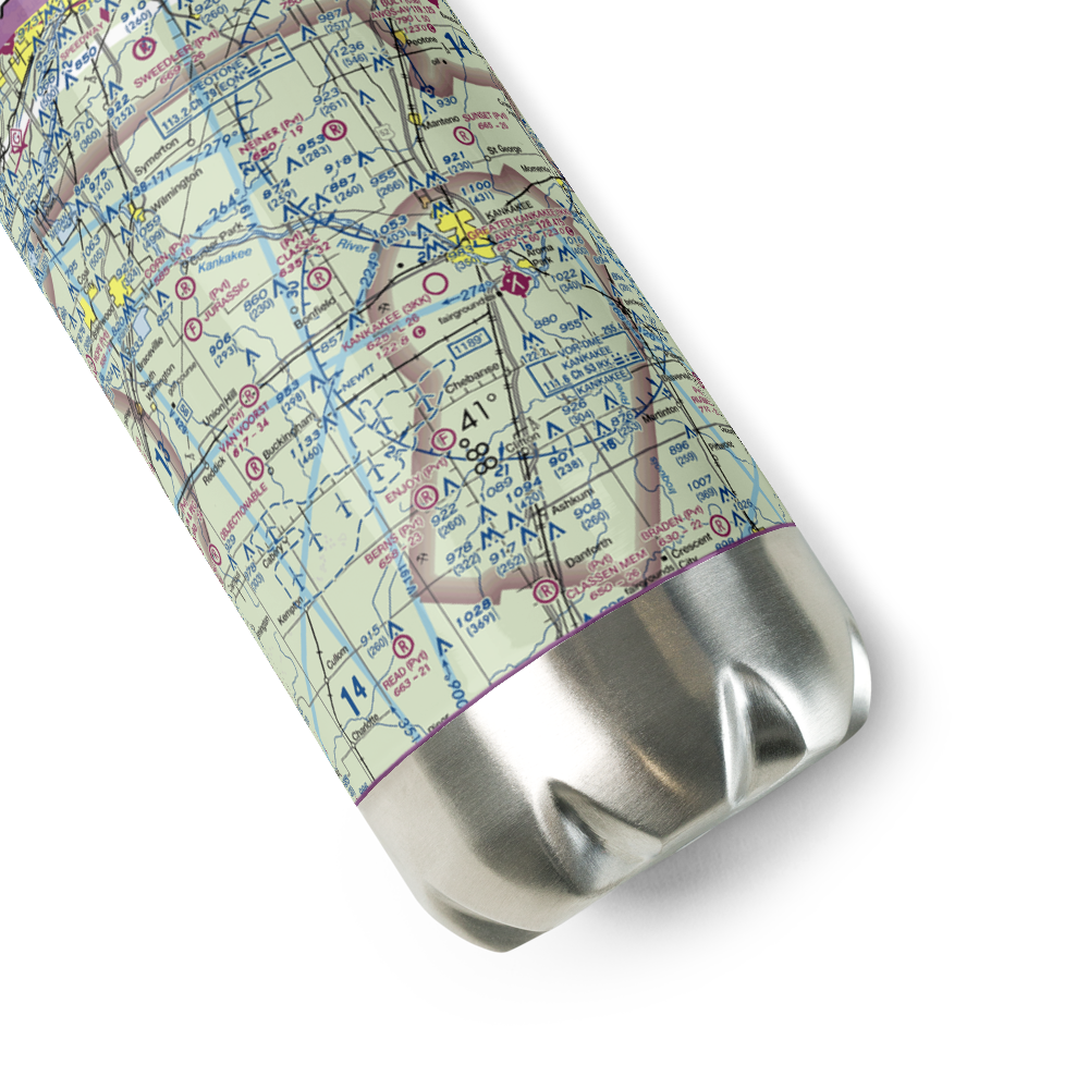 Kankakee Airport (3KK) VFR Sectional Water Bottle 