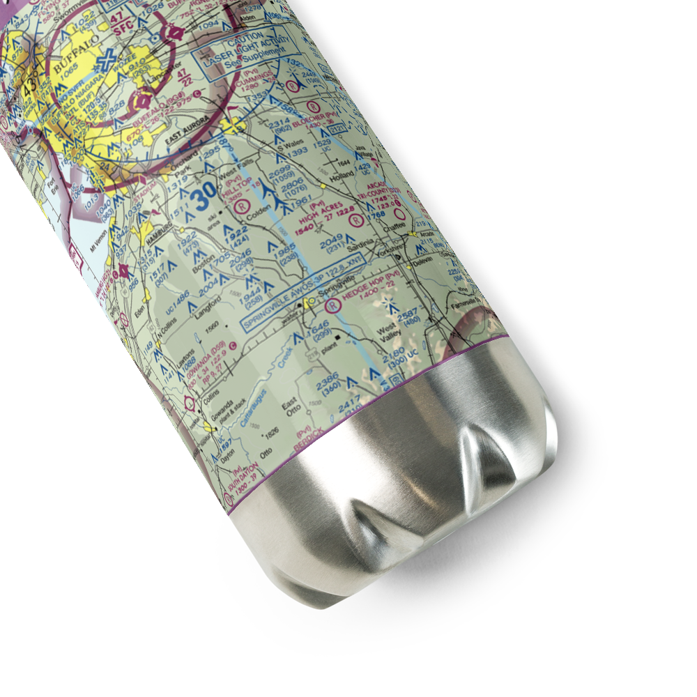 Hilltop Airport (3NY9) VFR Sectional Water Bottle 