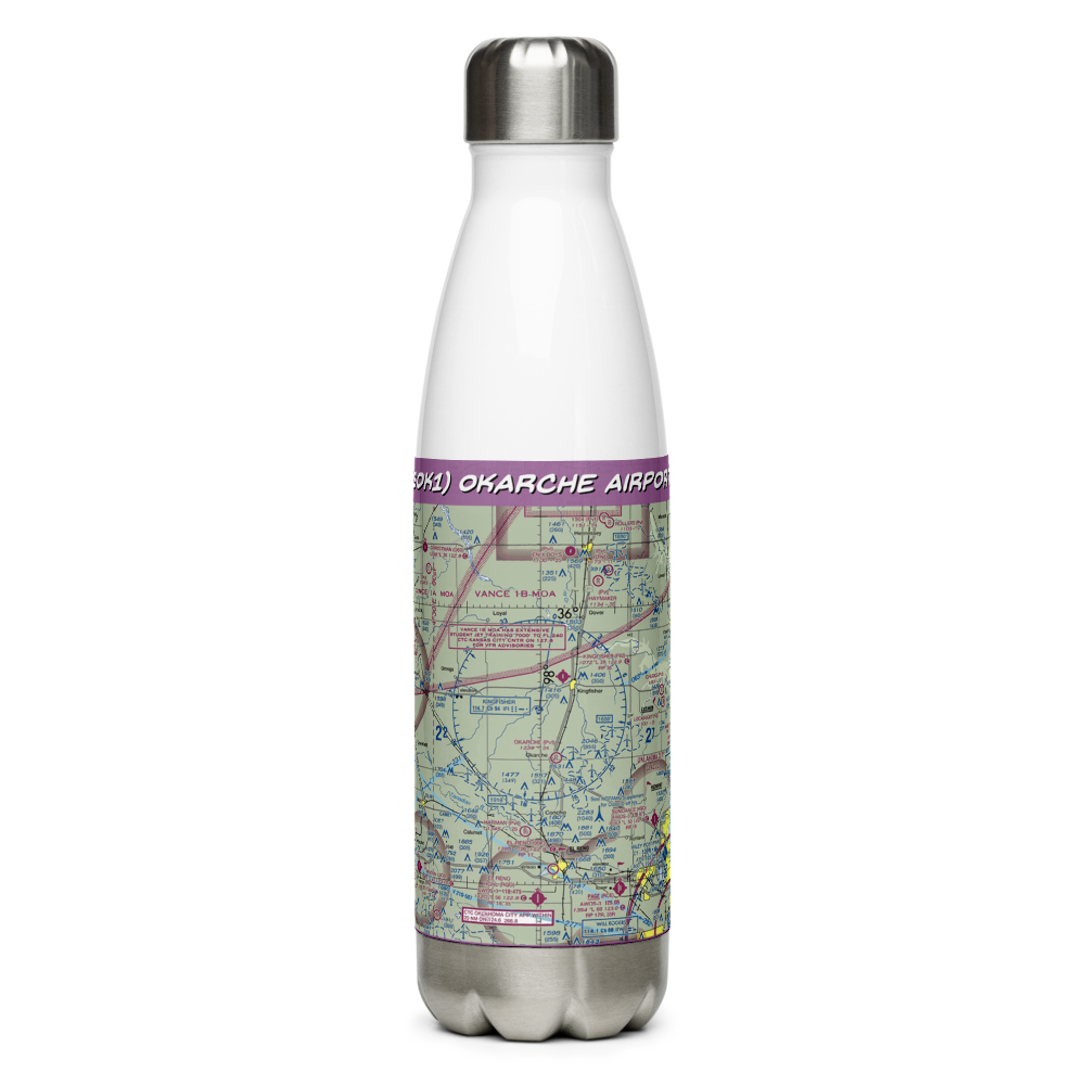 Okarche Airport (3OK1) VFR Sectional Water Bottle 