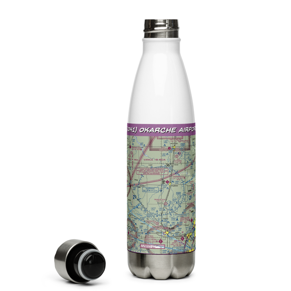 Okarche Airport (3OK1) VFR Sectional Water Bottle 
