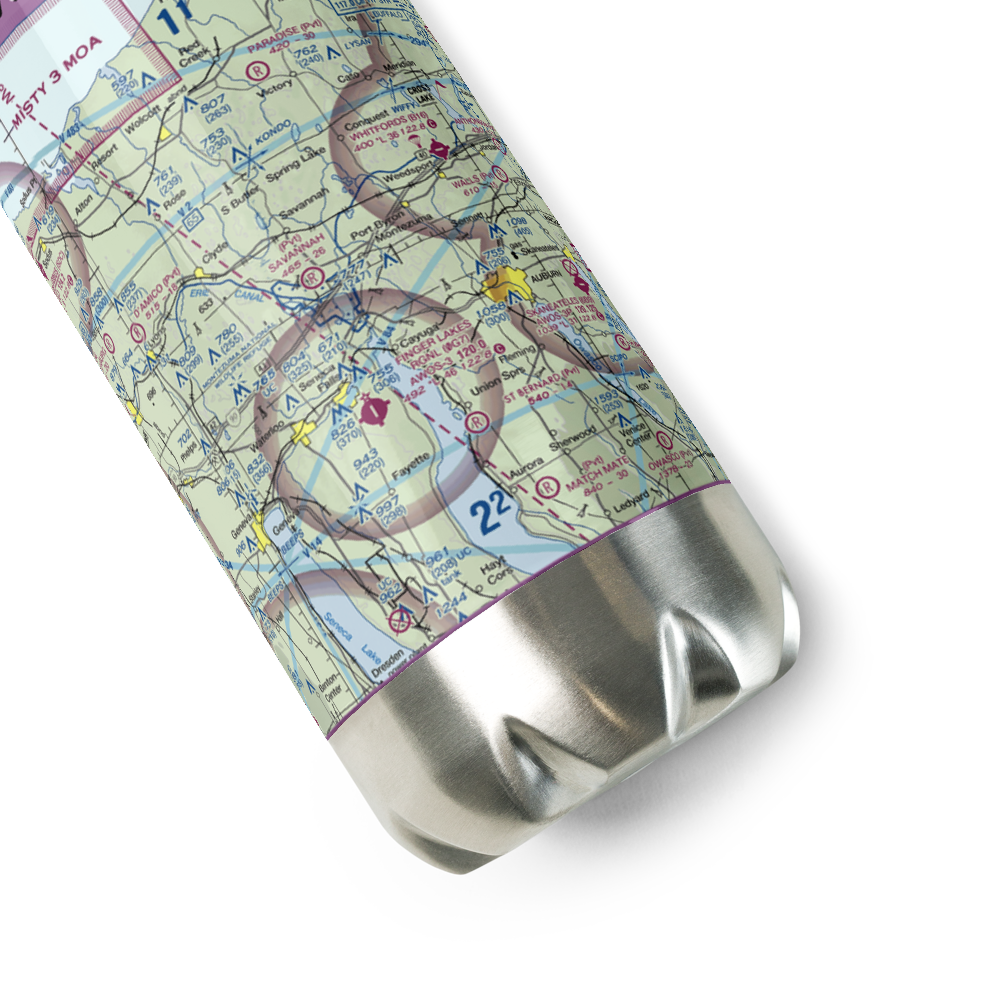 Savannah Agri-Air Airport (46NY) VFR Sectional Water Bottle 