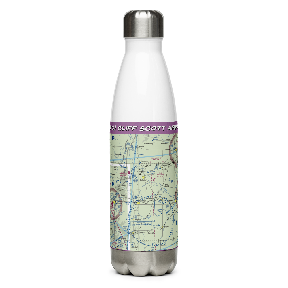 Cliff Scott Airport (47MO) VFR Sectional Water Bottle 