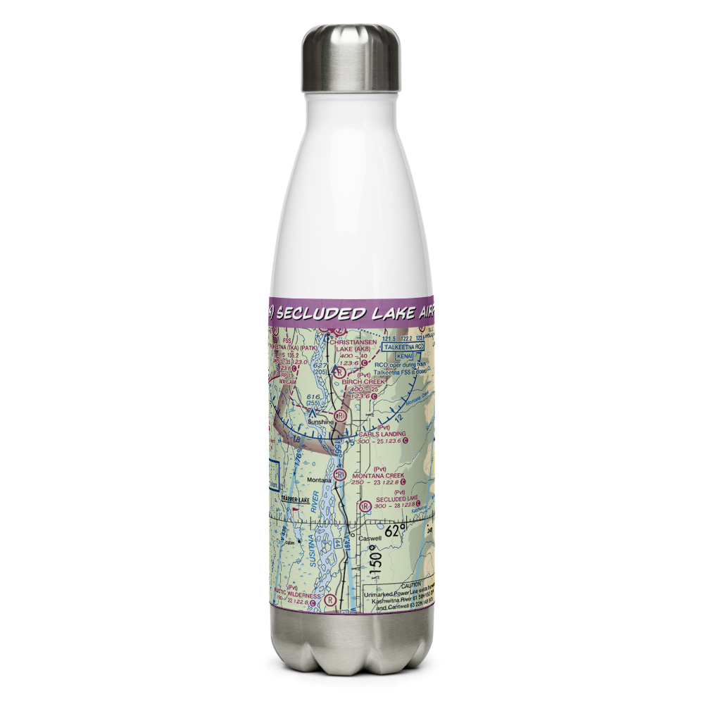 Secluded Lake Airport (49AK) VFR Sectional Water Bottle 