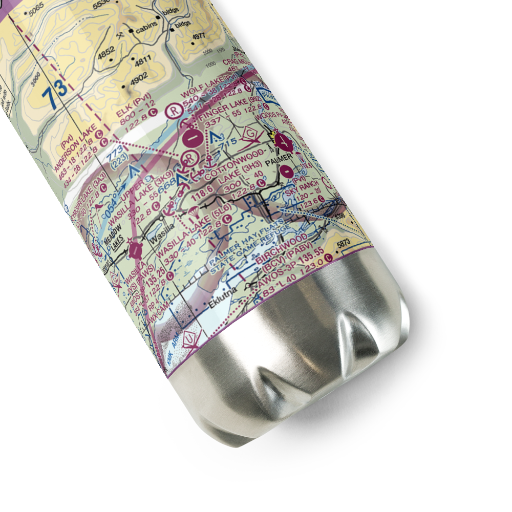 Wolf Lake Airport (4AK6) VFR Sectional Water Bottle 