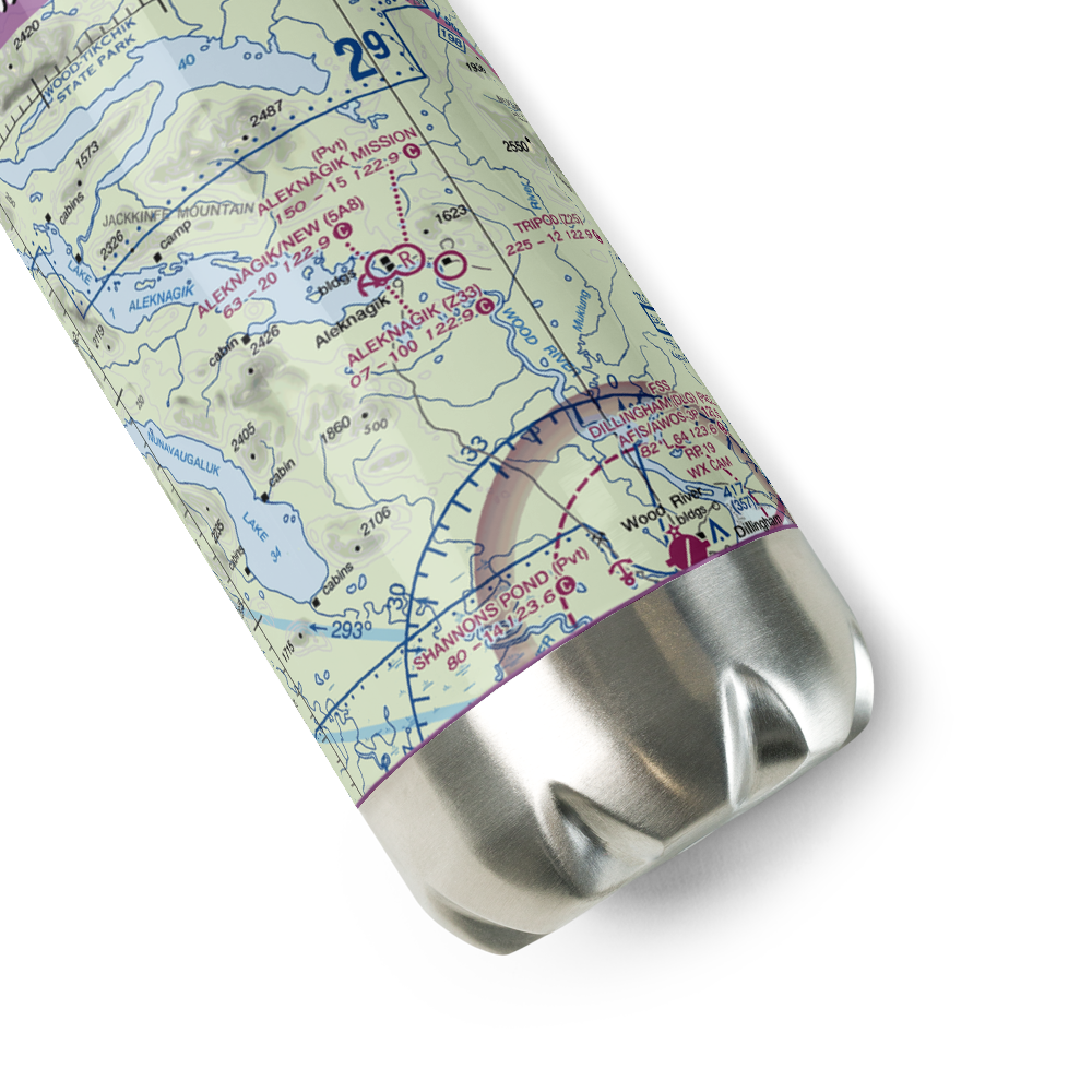 Aleknagik Mission Lodge Airport (4AK7) VFR Sectional Water Bottle 
