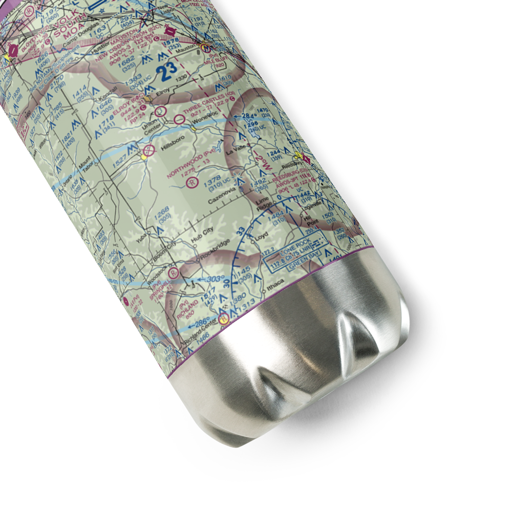 Three Castles Airpark (4D1) VFR Sectional Water Bottle 