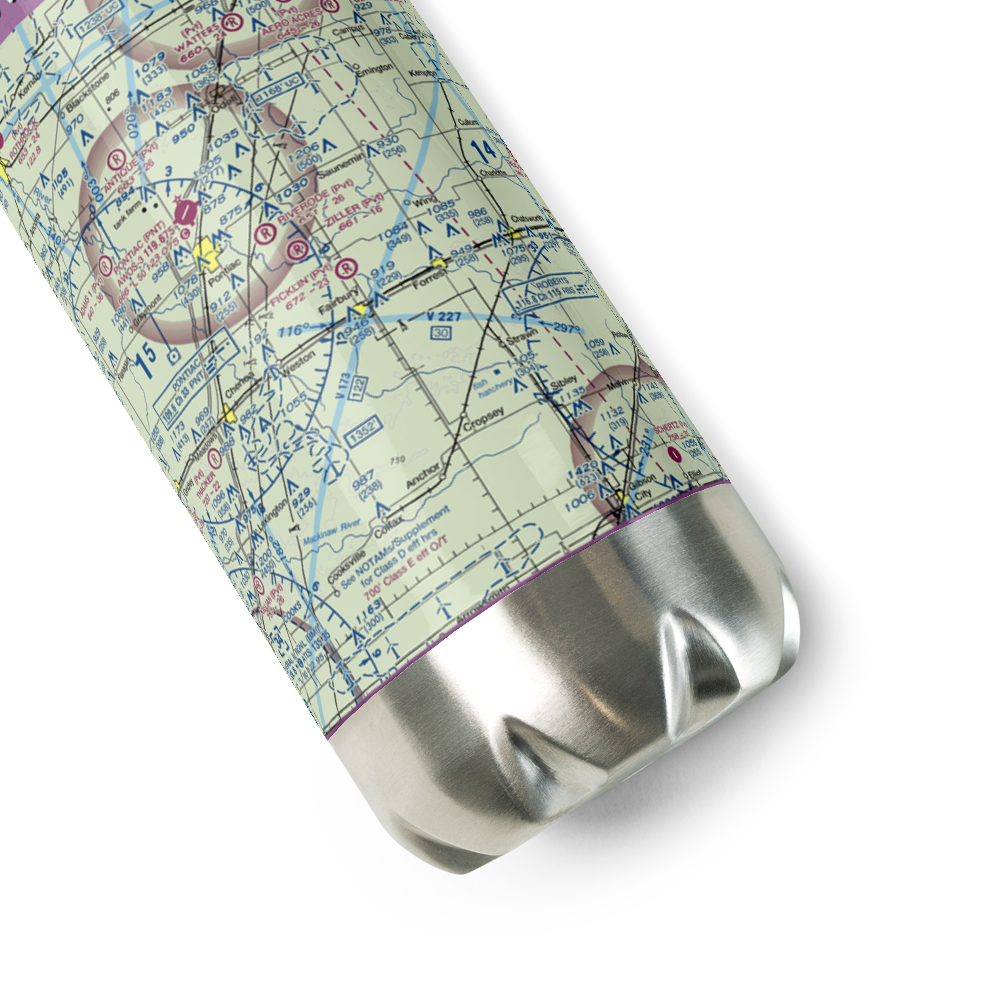 Wayne Ziller Jr Airport (4IL2) VFR Sectional Water Bottle 
