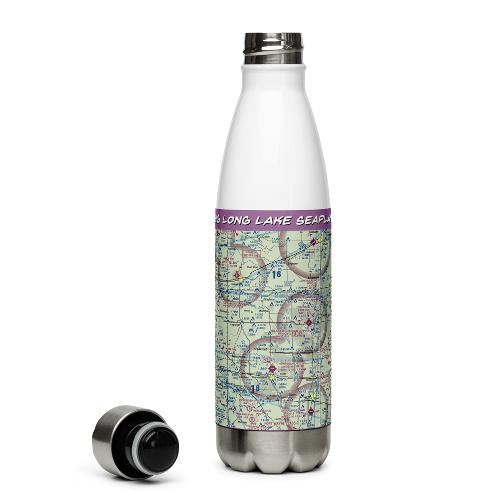 Big Long Lake Seaplane Base (4IN1) VFR Sectional Water Bottle 