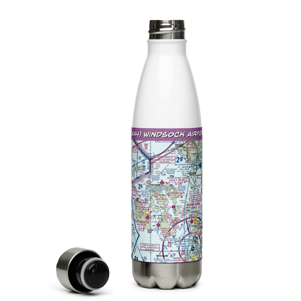 Windsock Airport (4WA4) VFR Sectional Water Bottle 