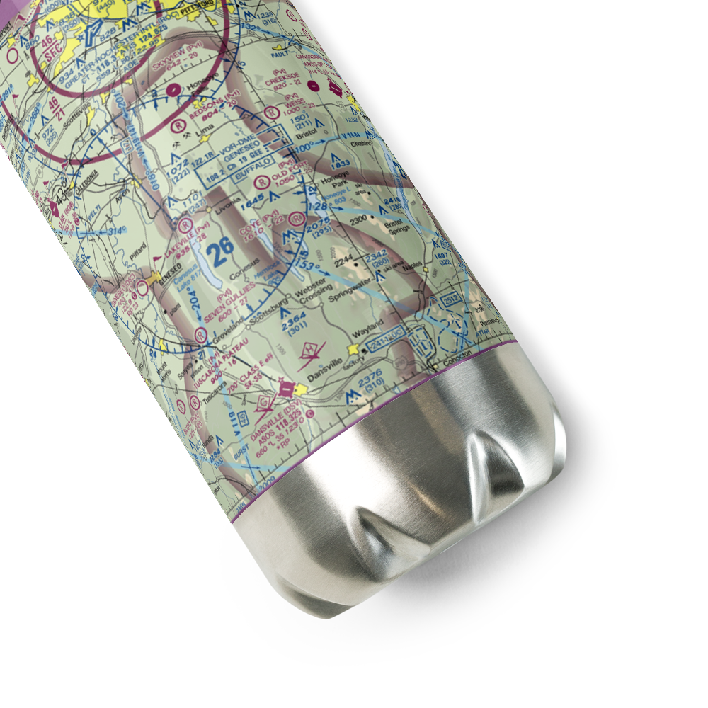 Old Fort Farm Airport (50NY) VFR Sectional Water Bottle 