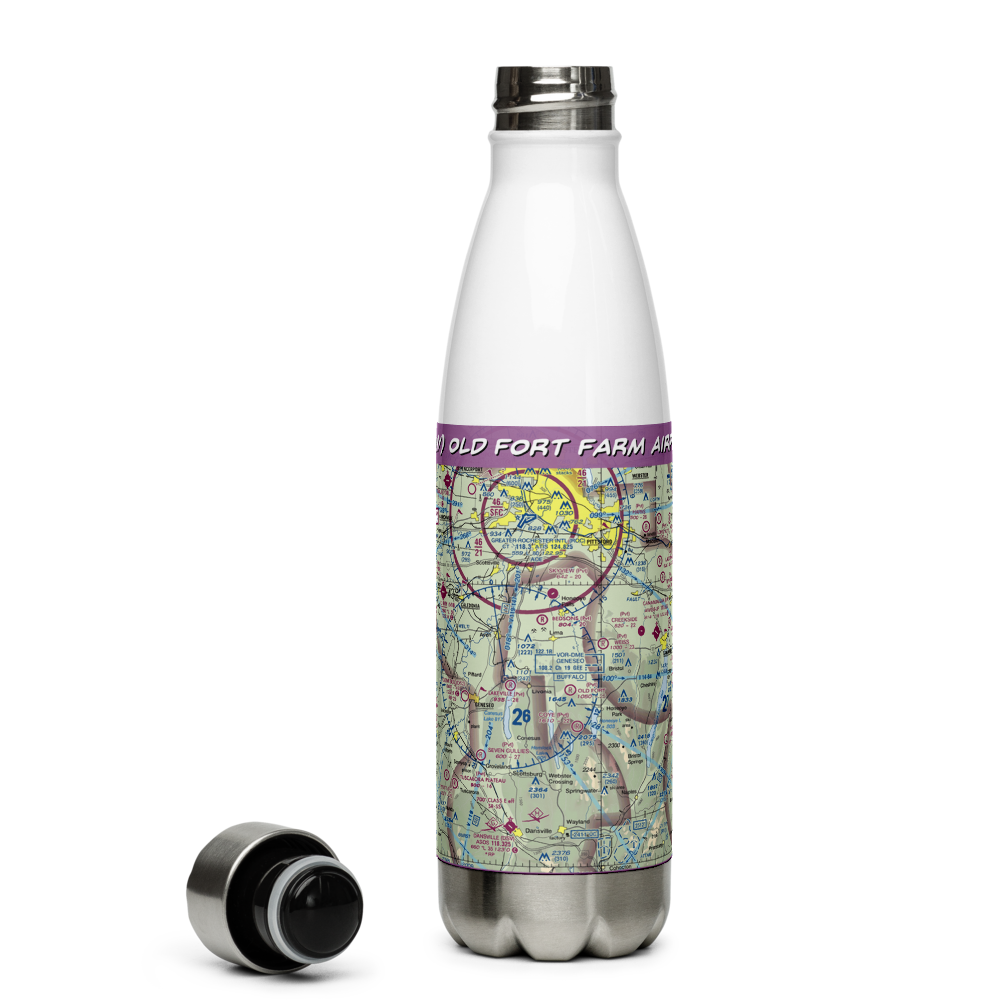 Old Fort Farm Airport (50NY) VFR Sectional Water Bottle 