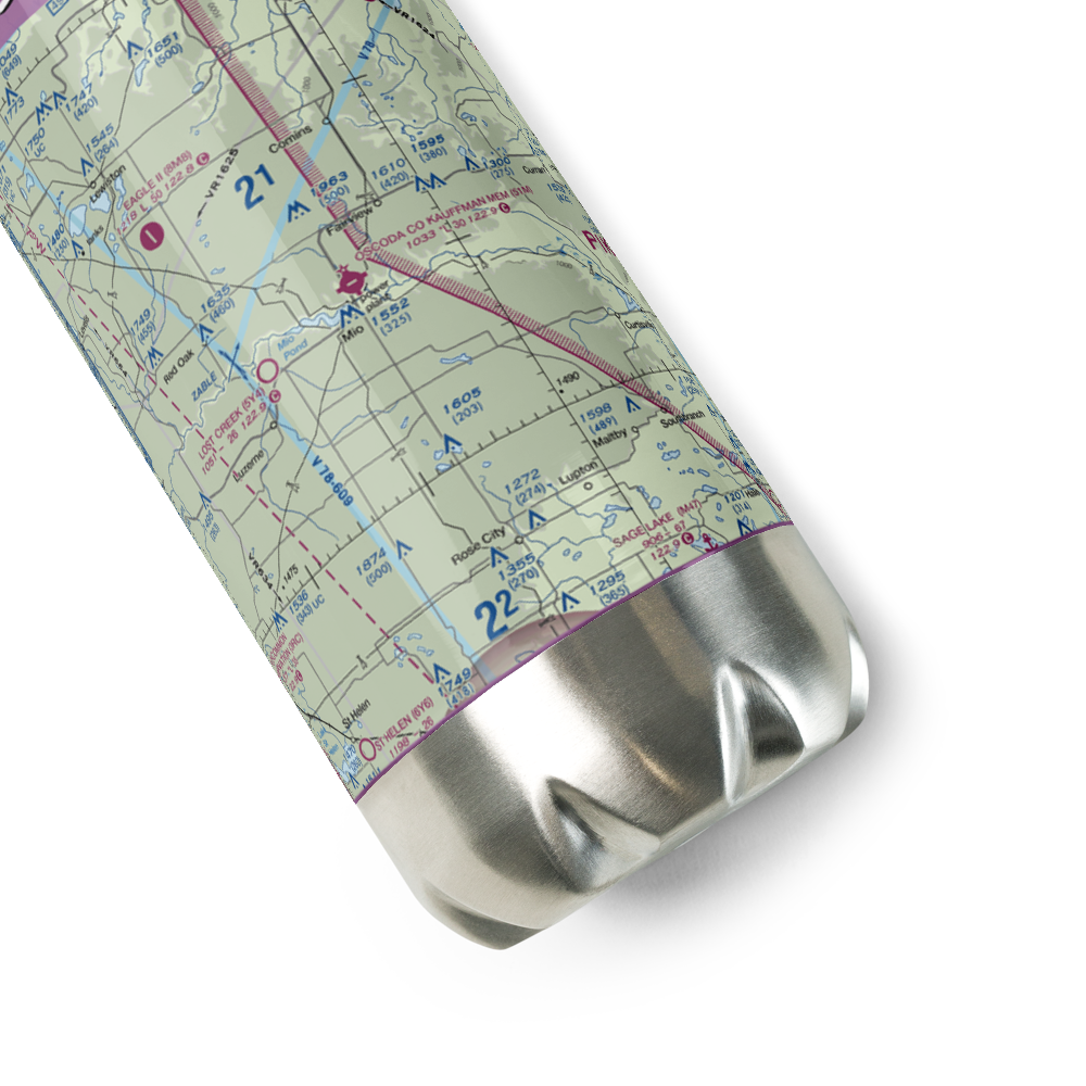 Oscoda County Airport (51M) VFR Sectional Water Bottle 