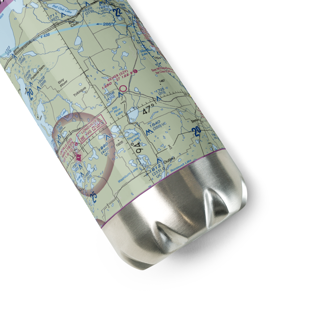 Remer Municipal Airport (52Y) VFR Sectional Water Bottle 