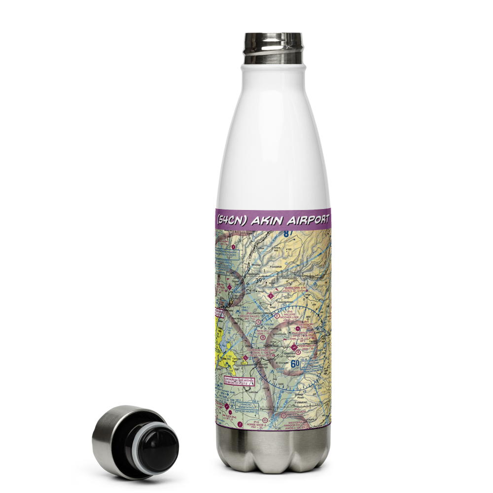 Akin Airport (54CN) VFR Sectional Water Bottle 