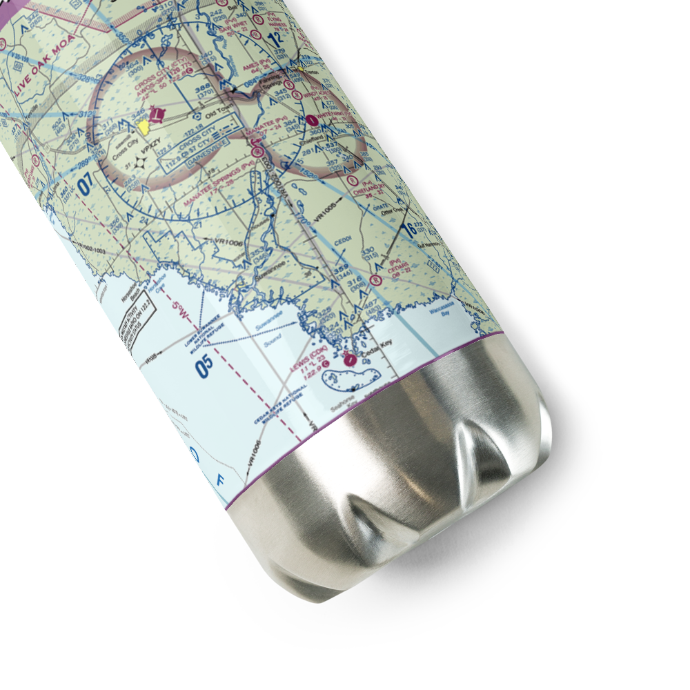 Manatee Springs Airport (5FD0) VFR Sectional Water Bottle 