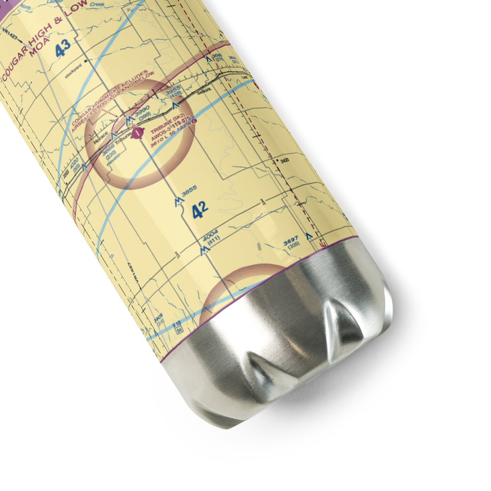 Tribune Municipal Airport (5K2) VFR Sectional Water Bottle 