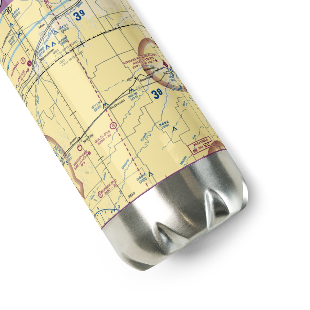 Black Airport (5KS9) VFR Sectional Water Bottle 
