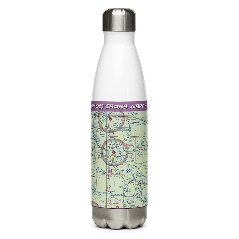 Irons Airport (5MO1) VFR Sectional Water Bottle 