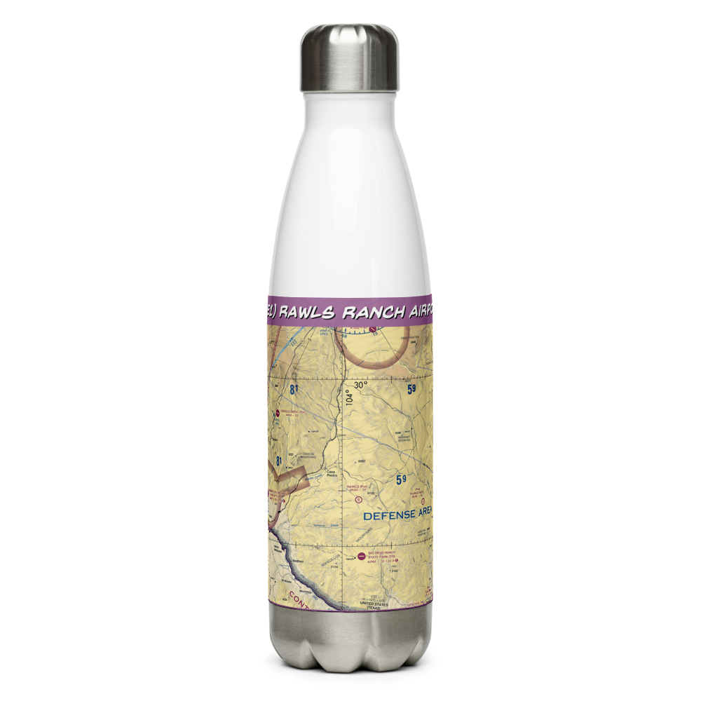 Rawls Ranch Airport (5TE1) VFR Sectional Water Bottle 
