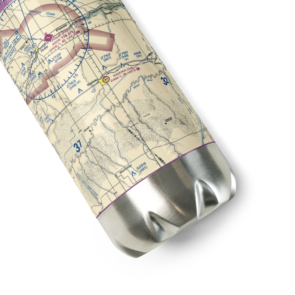 Kadoka Municipal Airport (5V8) VFR Sectional Water Bottle 