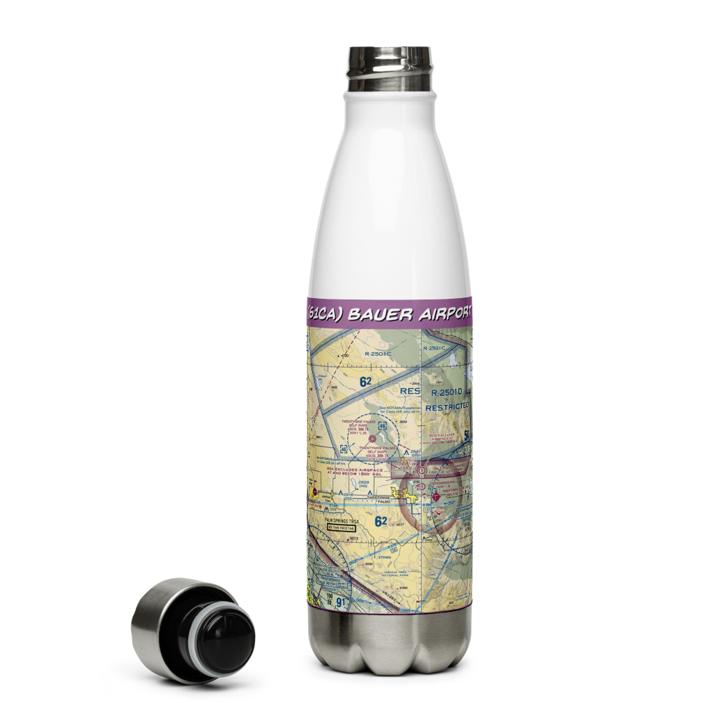 Bauer Airport (61CA) VFR Sectional Water Bottle 
