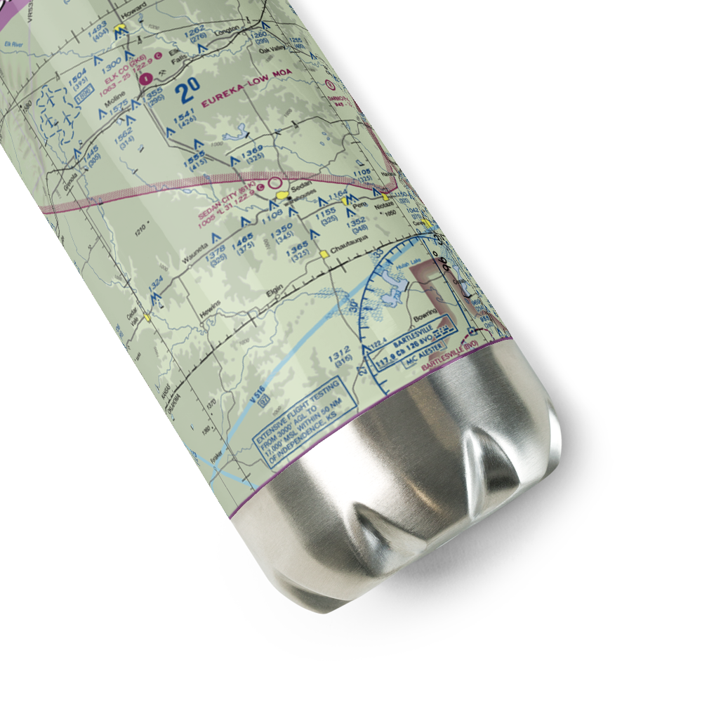 Sedan City Airport (61K) VFR Sectional Water Bottle 