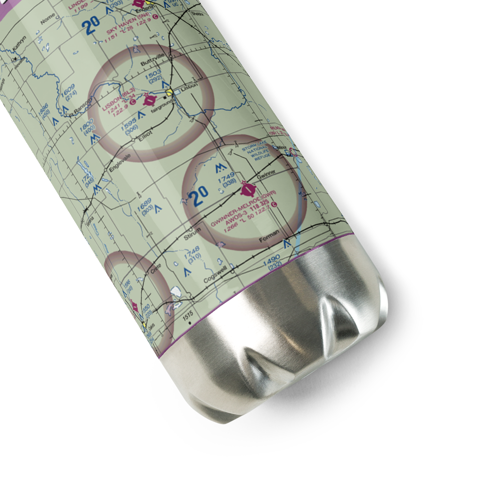 Moellenkamp Airport (63ND) VFR Sectional Water Bottle 