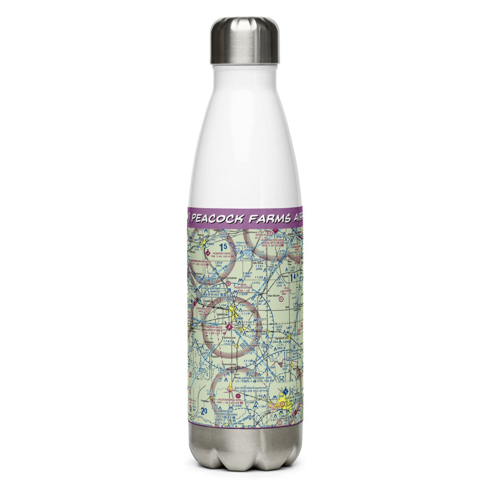 Peacock Farms Airport (64IN) VFR Sectional Water Bottle 