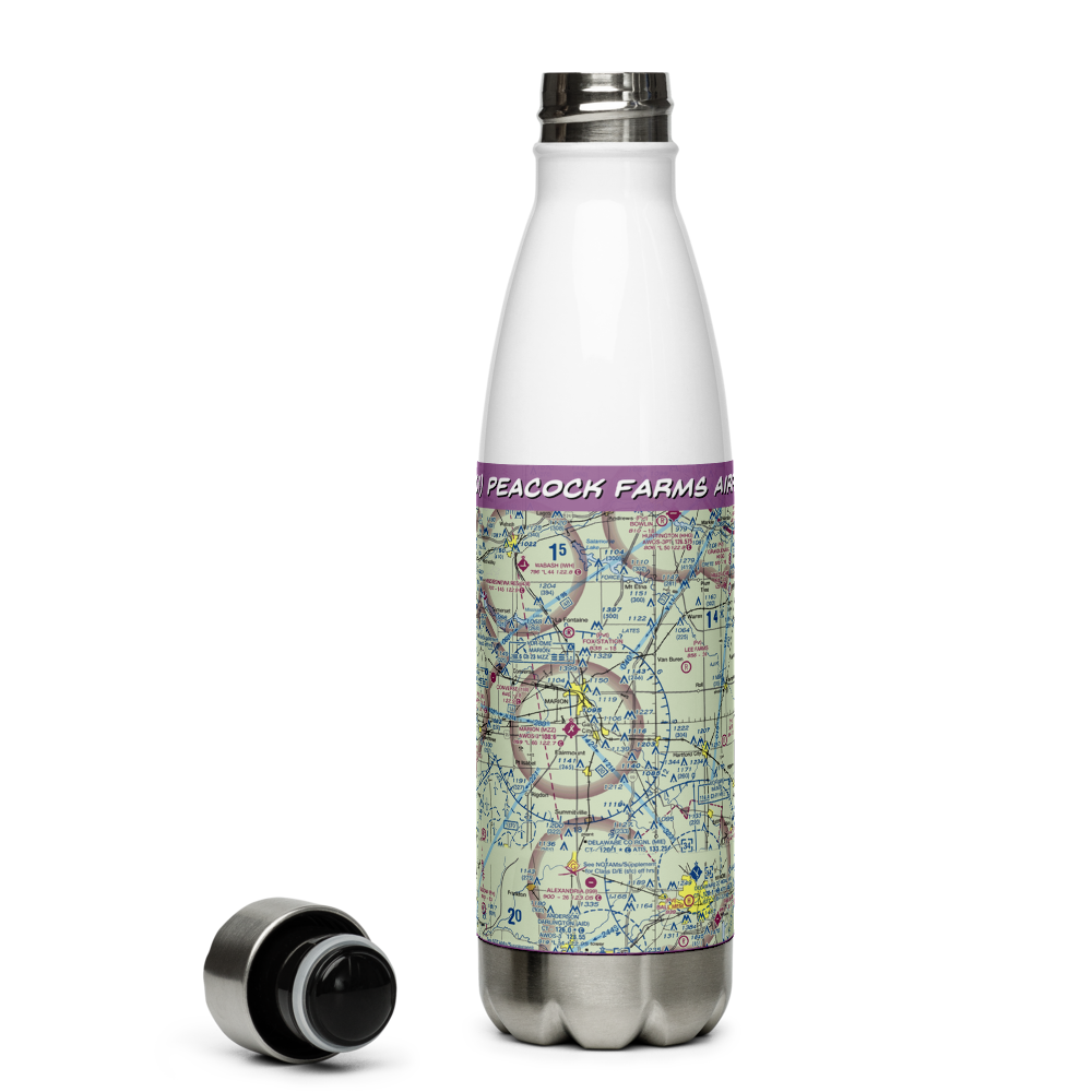 Peacock Farms Airport (64IN) VFR Sectional Water Bottle 