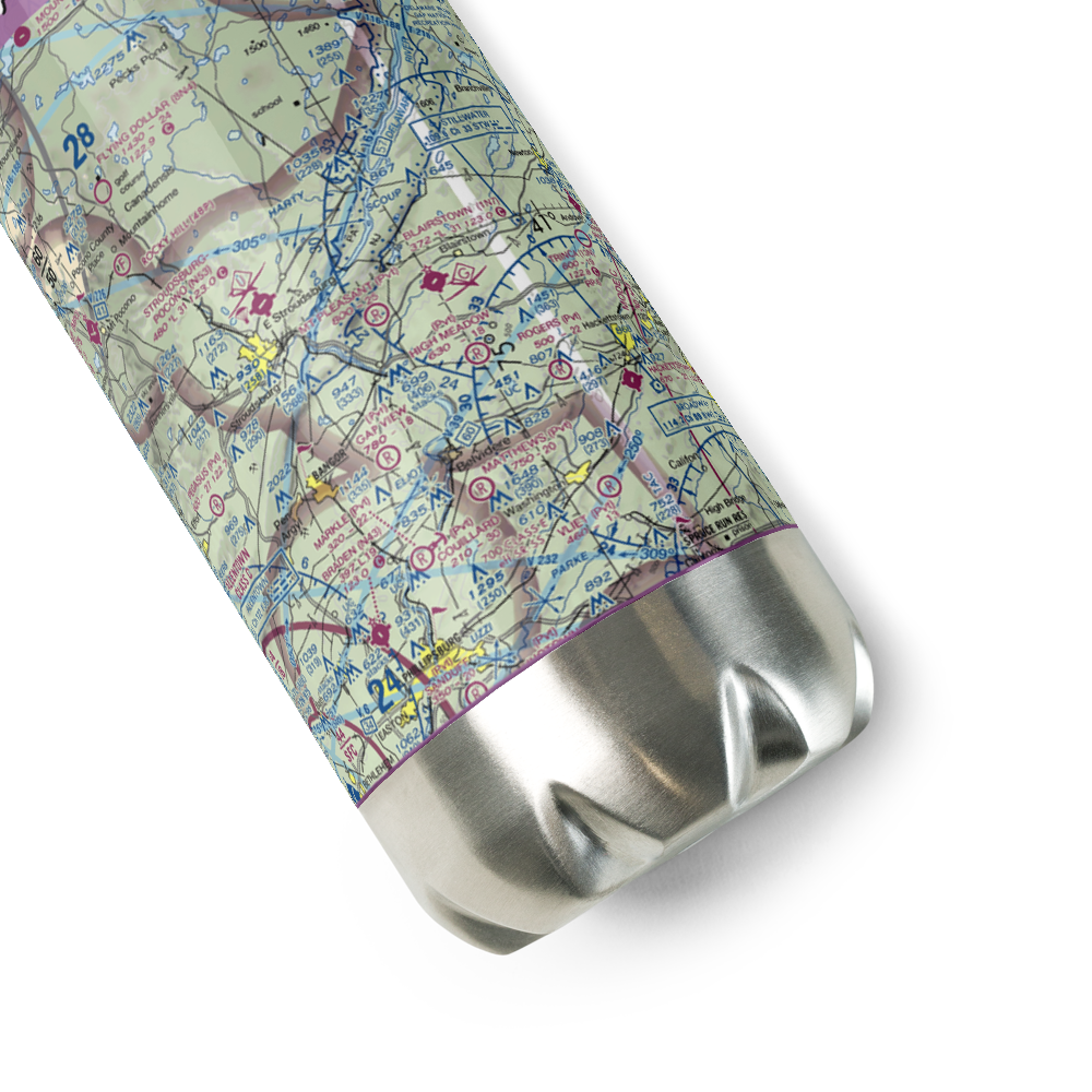 Mount Pleasant Landing Strip (67NJ) VFR Sectional Water Bottle 