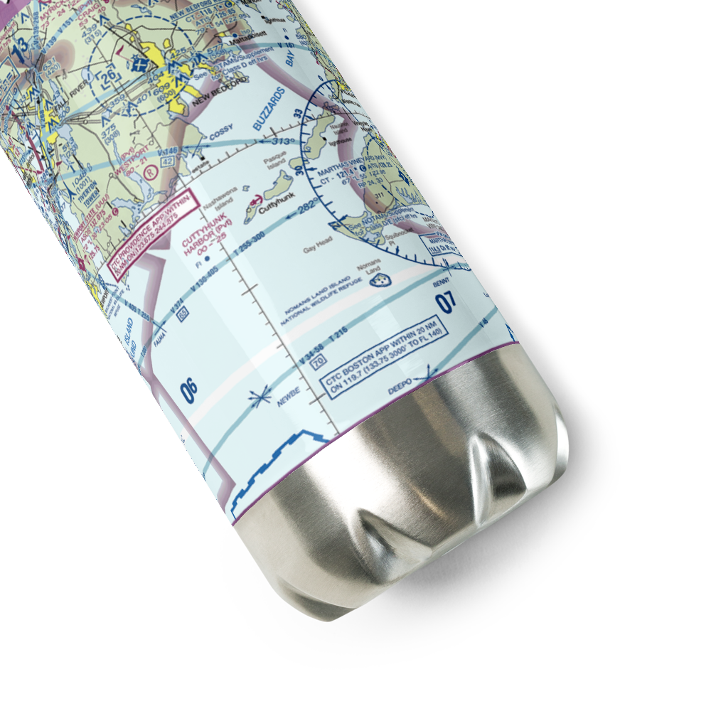 Cuttyhunk Harbor Seaplane Base (6MA9) VFR Sectional Water Bottle 