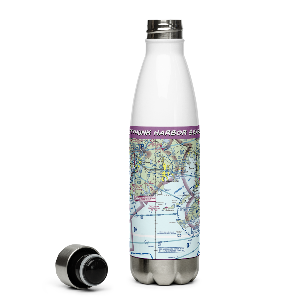 Cuttyhunk Harbor Seaplane Base (6MA9) VFR Sectional Water Bottle 