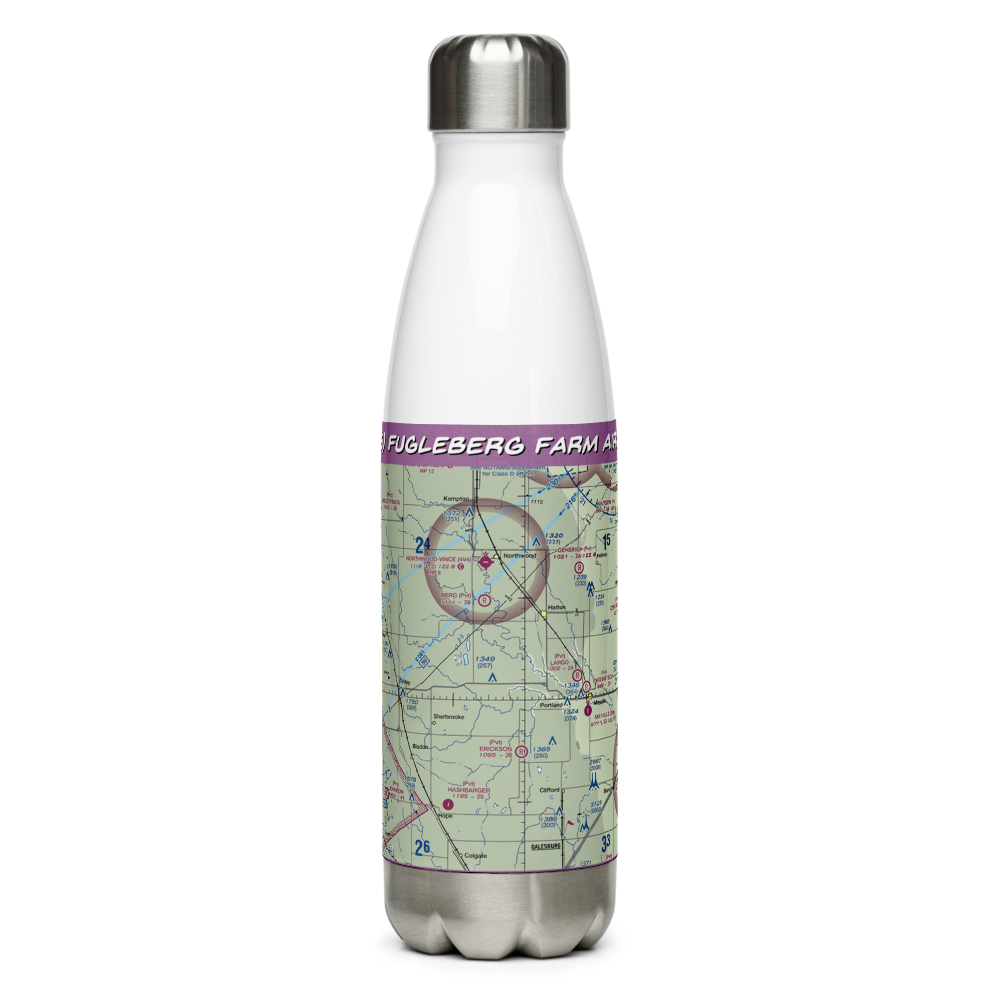 Fugleberg Farm Airport (6ND6) VFR Sectional Water Bottle 