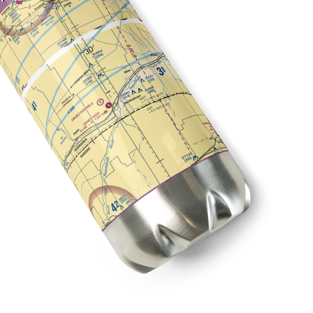 Hoppy's Airport (6NE8) VFR Sectional Water Bottle 