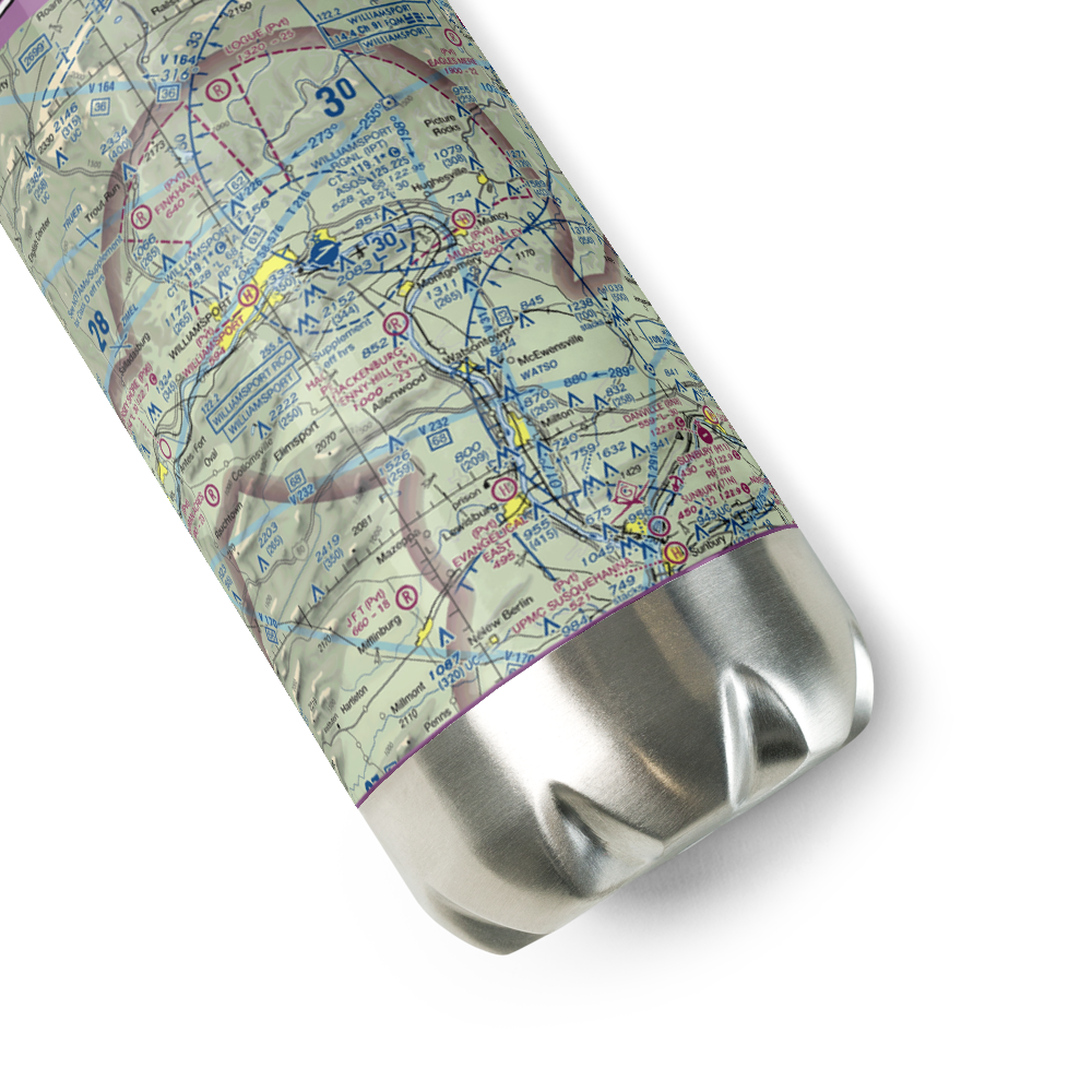Hackenburg-Penny Hill Airport (6PA3) VFR Sectional Water Bottle 