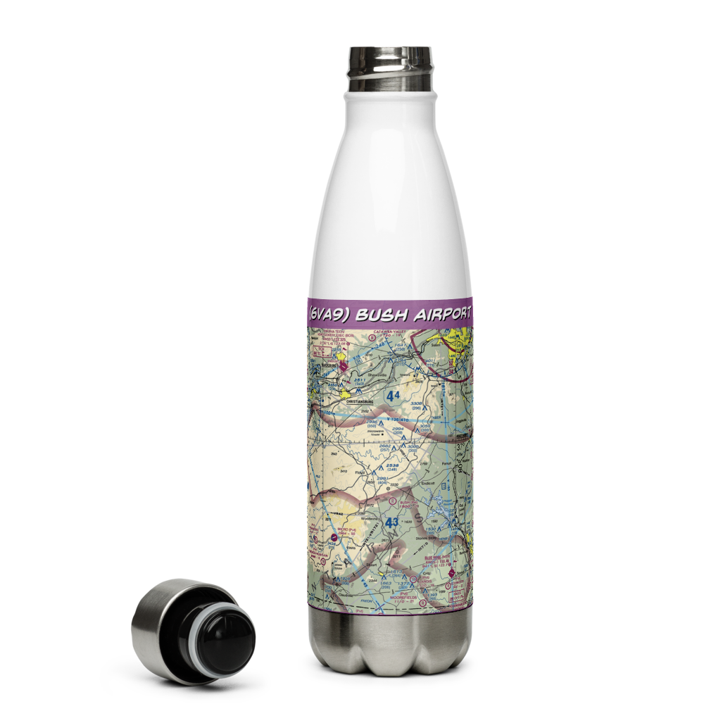 Bush Airport (6VA9) VFR Sectional Water Bottle 