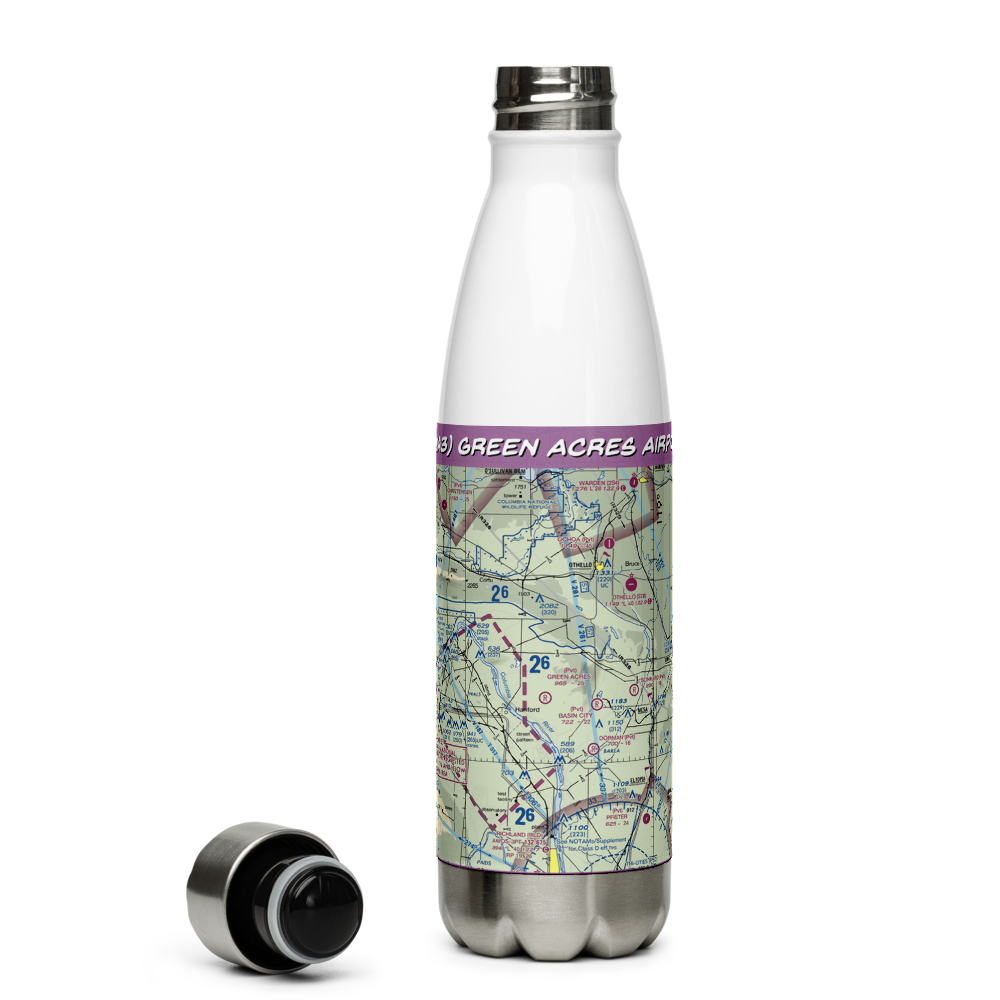 Green Acres Airport (6WA3) VFR Sectional Water Bottle 
