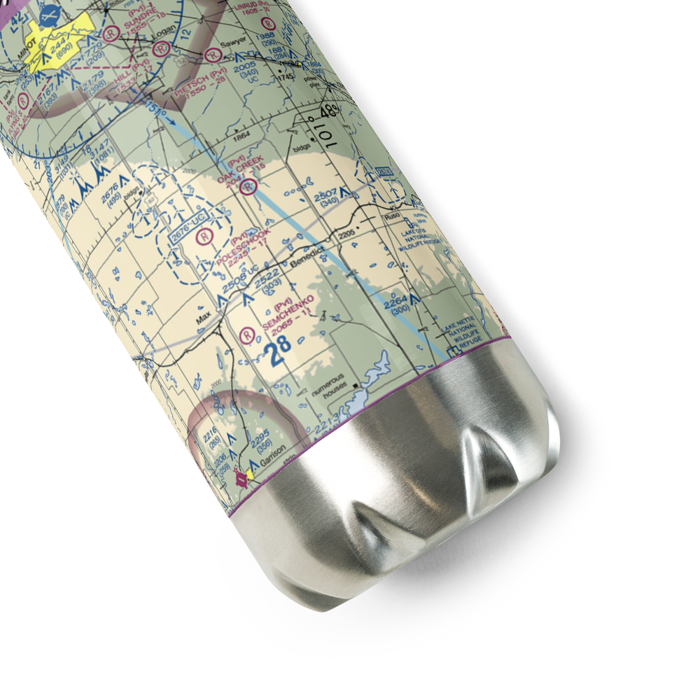 Oak Creek Airport (70ND) VFR Sectional Water Bottle 