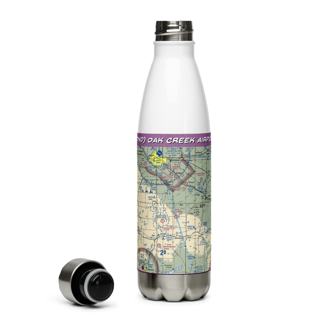 Oak Creek Airport (70ND) VFR Sectional Water Bottle 