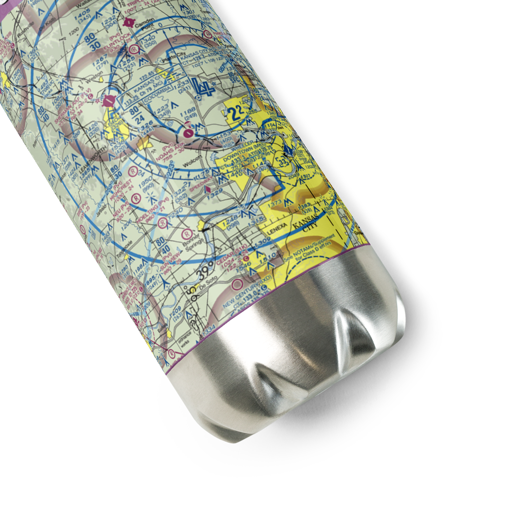 Mount Muncie Airport (72KS) VFR Sectional Water Bottle 