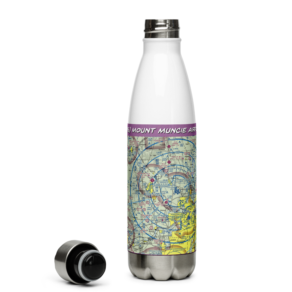 Mount Muncie Airport (72KS) VFR Sectional Water Bottle 
