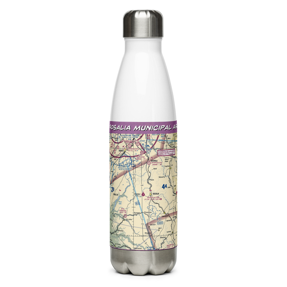 Rosalia Municipal Airport (72S) VFR Sectional Water Bottle 