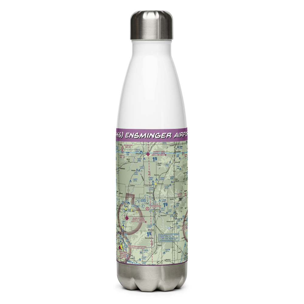 Ensminger Airport (74KS) VFR Sectional Water Bottle 
