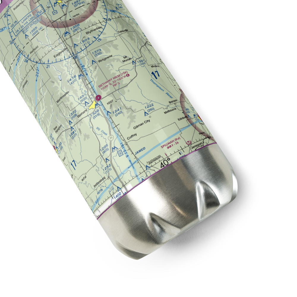 Bethany Memorial Airport (75K) VFR Sectional Water Bottle 
