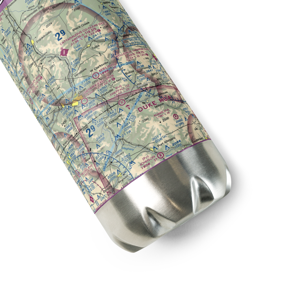 Reiss Game Farm Airport (75NY) VFR Sectional Water Bottle 
