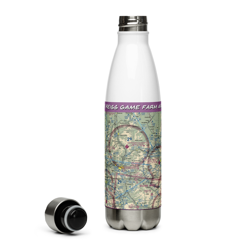 Reiss Game Farm Airport (75NY) VFR Sectional Water Bottle 