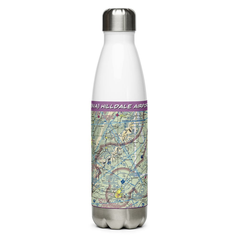Hilldale Airport (78VA) VFR Sectional Water Bottle 