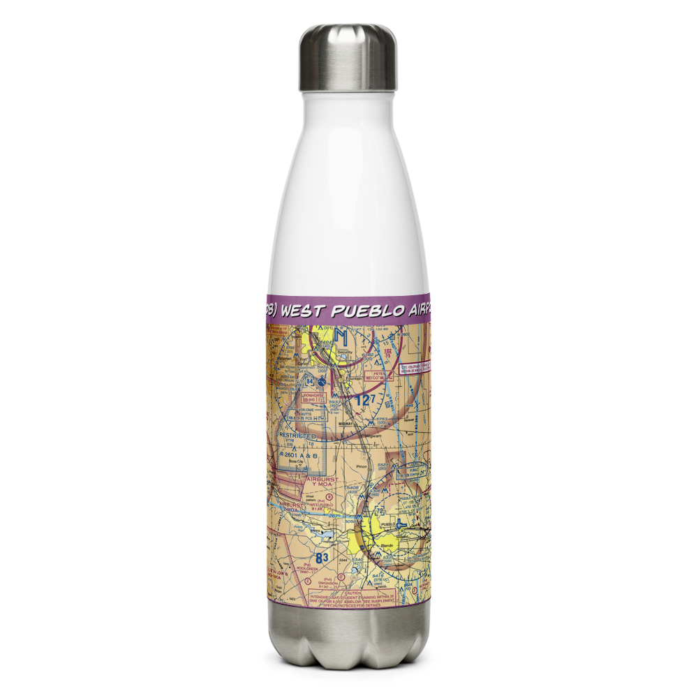West Pueblo Airport (7CO8) VFR Sectional Water Bottle 