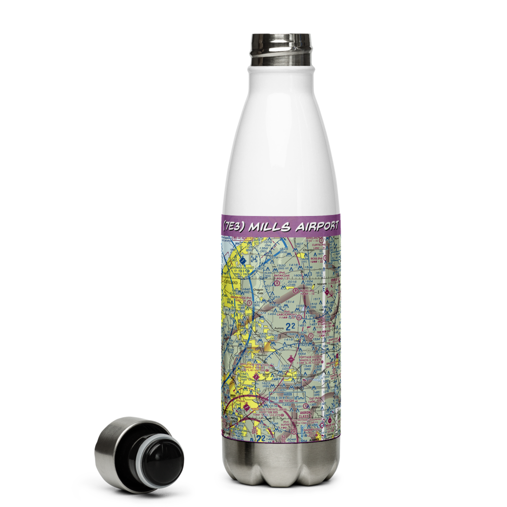 Mills Airport (7E3) VFR Sectional Water Bottle 