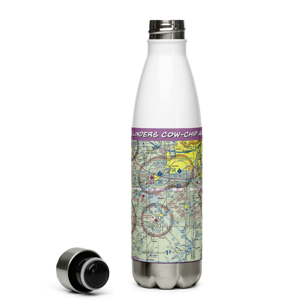 Linders Cow-Chip Airport (7KS6) VFR Sectional Water Bottle 